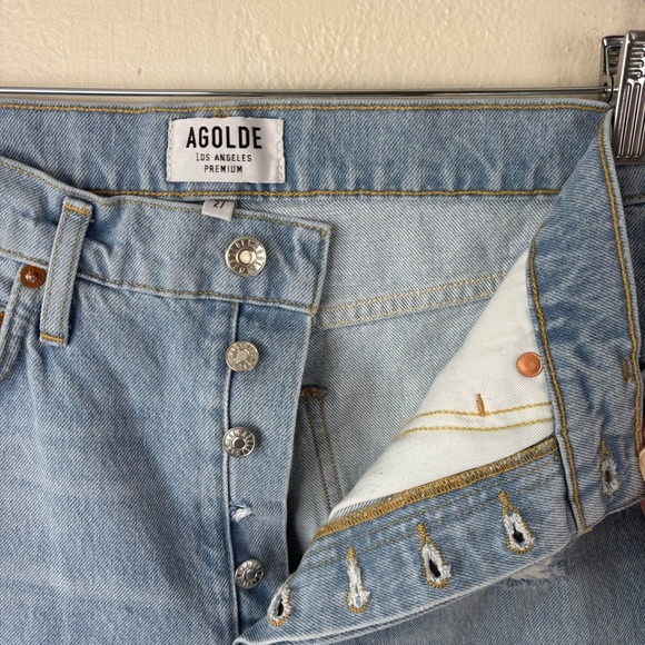 Agolde Jamie High Rise Hidden Button Fly Classic Distressed Jeans Size 27 (Read) - Picture 2 of 7